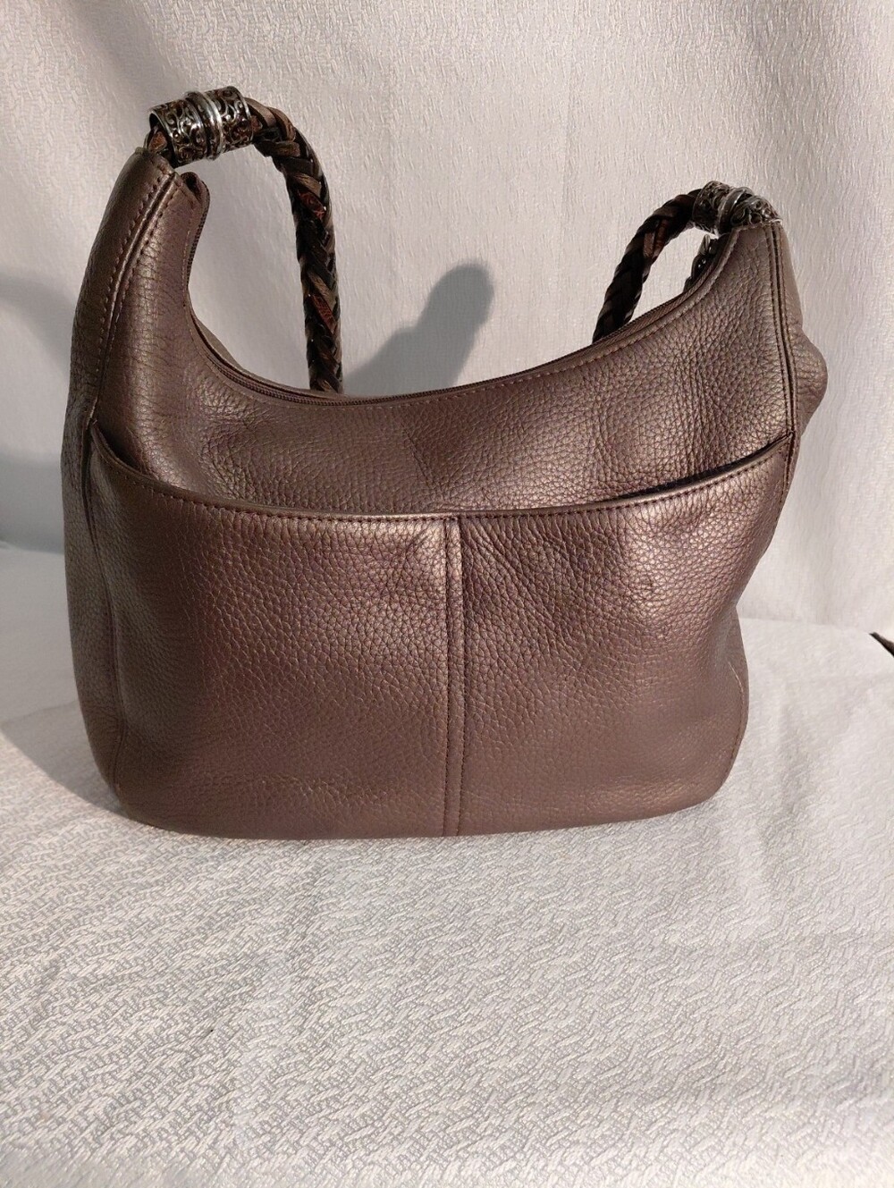Brighton Leather Hobo Shoulder Bag in Dark Brown